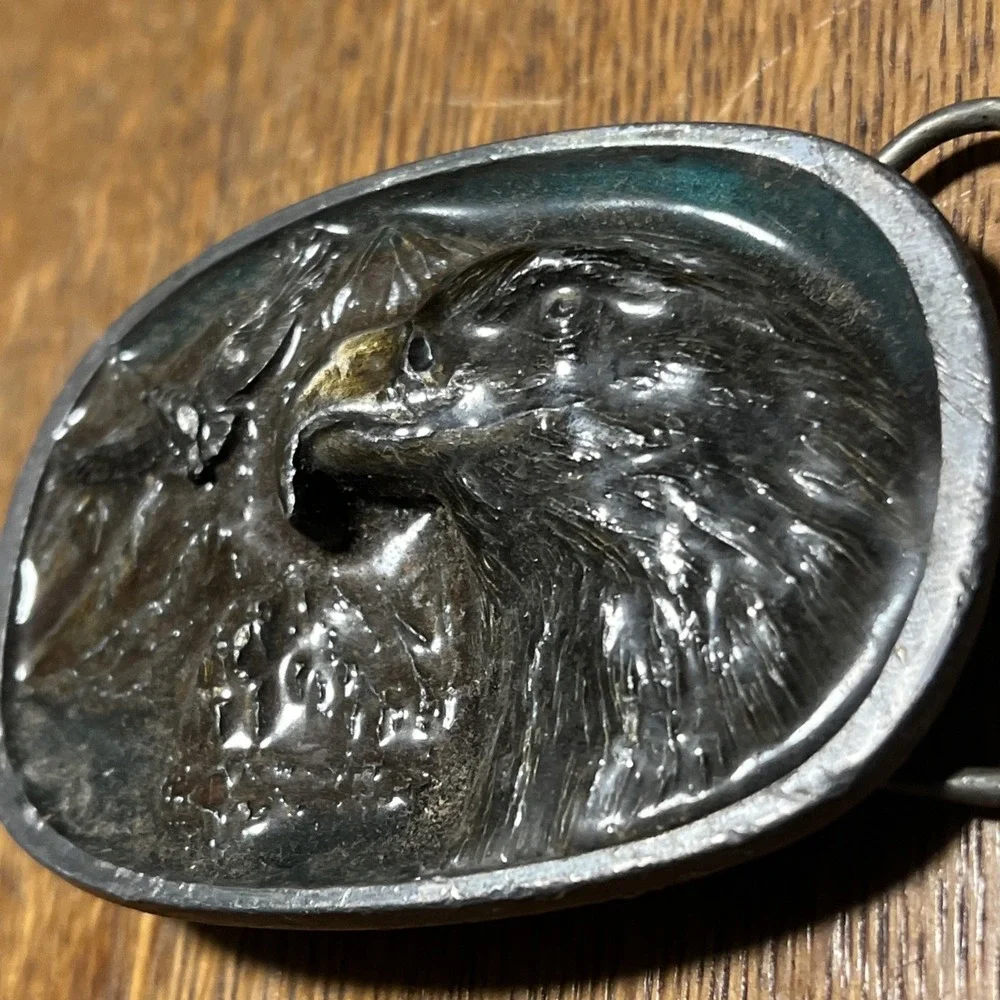 Vintage C & J Eagle Belt Buckle 1986 Made in USA Numbered 1135 Metal Animal